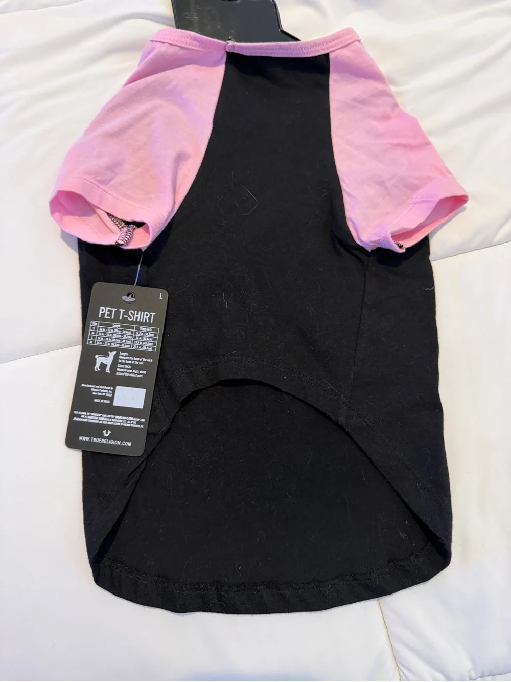 True Religion Black and Pink Short Sleeve Tee with Rhinestone Logo